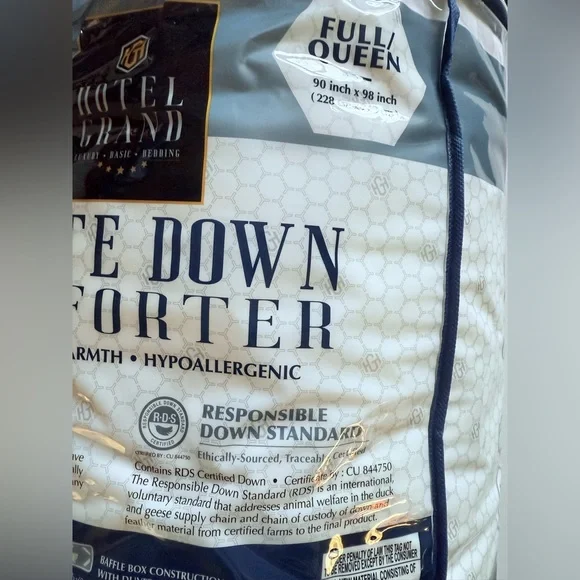 Hotel Grand White Down Comforter 650 Fill Power Classic Solid Queen Elegant Set